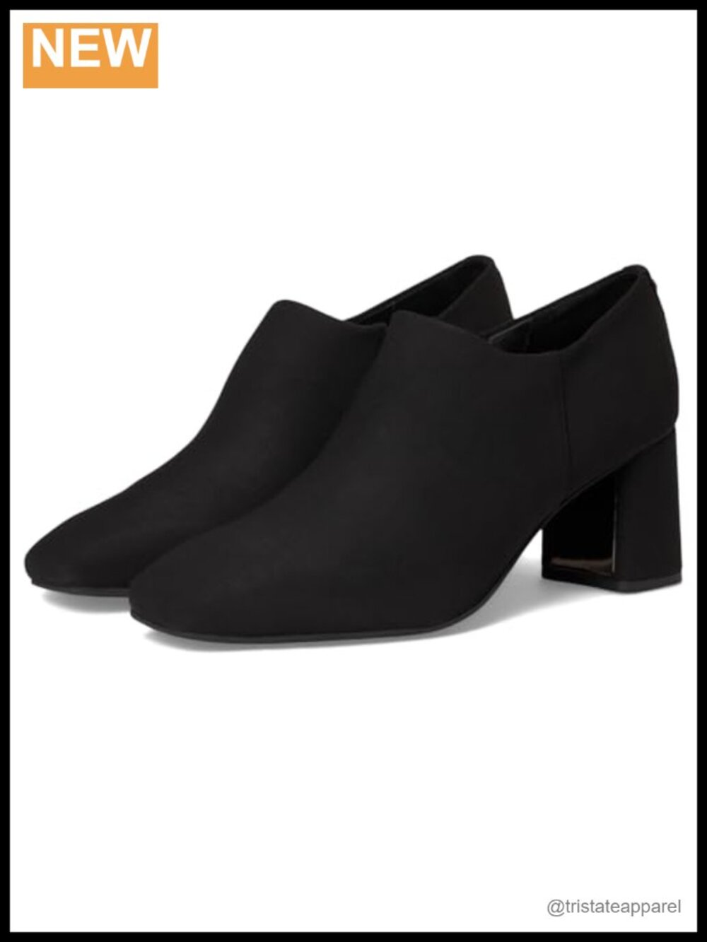 Leather Ankle Booties Block Heel Pull-On Square Toe